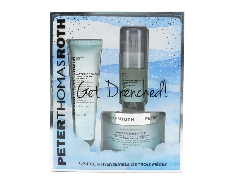Peter Thomas Roth Get Drenched 3Piece Kit: Cleanser 30ml + Hyaluronic Cloud Serum 15ml + Hydrating Moisturizer 50ml 3pcs