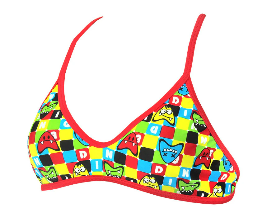 Diana Womens Twin Bra Swim Bikini Top - Multicoloured / Red - Multicoloured