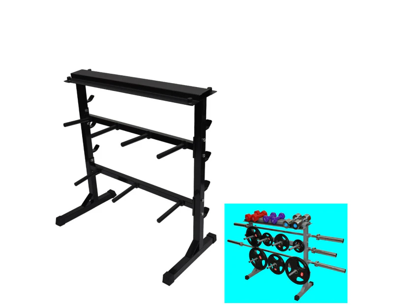 Home Gym - Weight Plate - Barbell Bar - Dumbell Weight Storage Rack - 300kg+