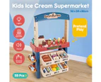 55 Piece Kids Pretend Role-Play Supermarket Playset Grocery Shop Ice Cream Toys