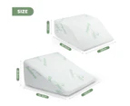 2 Pcs Memory Foam Wedge Pillow Set Bed Pillow Leg Elevation Pillow Bamboo Cover