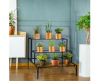 Vintage 3-Tier Plant Stand Metal Flower Pots Display Shelf for Garden Patio Yard