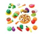 62 Pieces Kitchen Pretend Play Food Set for Kids Cutting Fruits Vegetables Pizza Toys Set 1