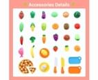 62 Pieces Kitchen Pretend Play Food Set for Kids Cutting Fruits Vegetables Pizza Toys Set 3