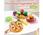 62 Pieces Kitchen Pretend Play Food Set for Kids Cutting Fruits Vegetables Pizza Toys Set