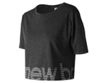 New Balance Women's Graphic Heather Tech Crop Tee / T-Shirt / Tshirt - Grey