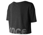 New Balance Women's Graphic Heather Tech Crop Tee / T-Shirt / Tshirt - Grey