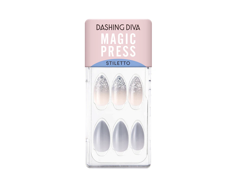 Dashing Diva Magic Press Nails (Mani) - MAU016ST Stella Blue (Stiletto)