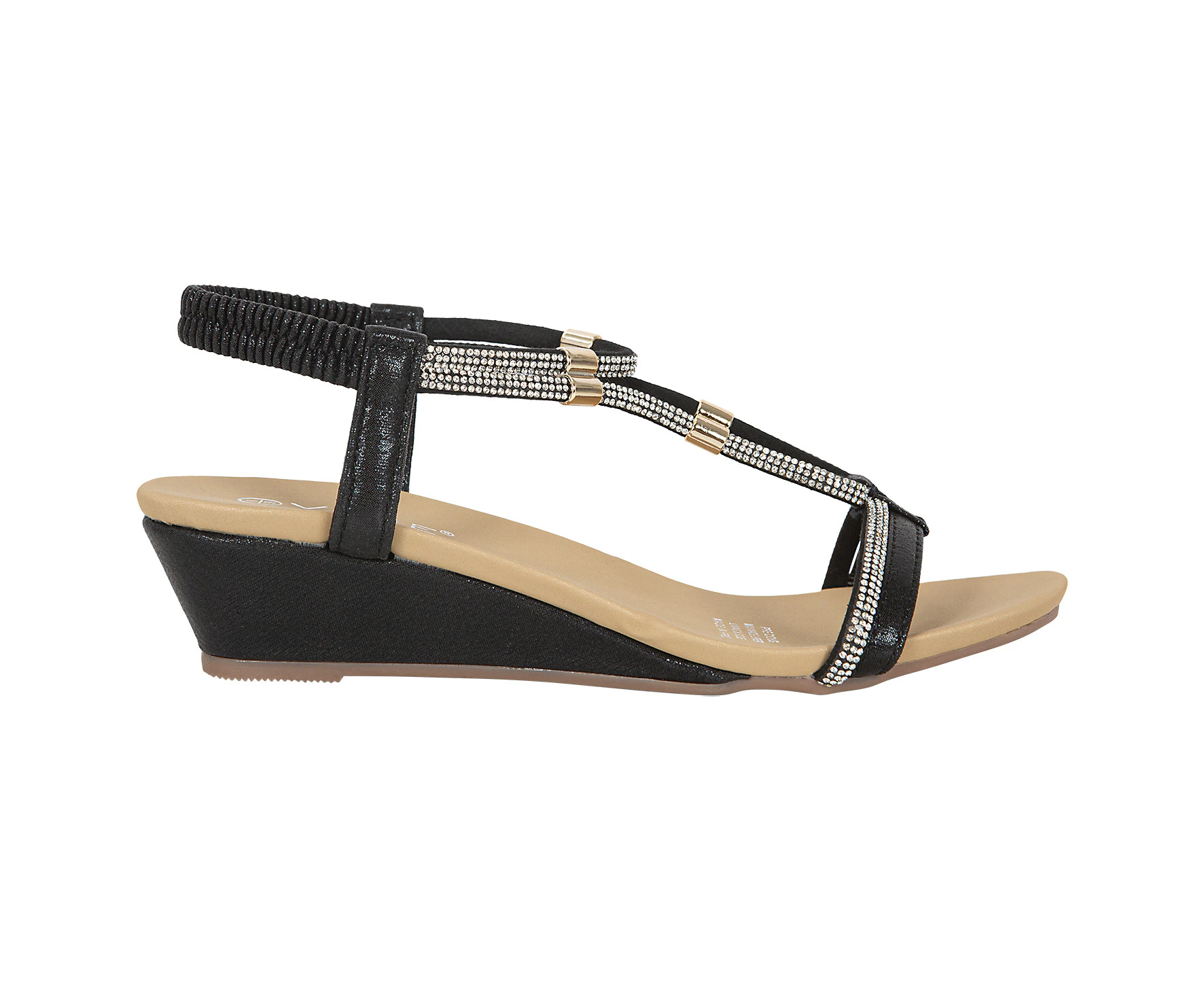 Precious Vybe Wedge Heel Strappy Sandal Women's - Black