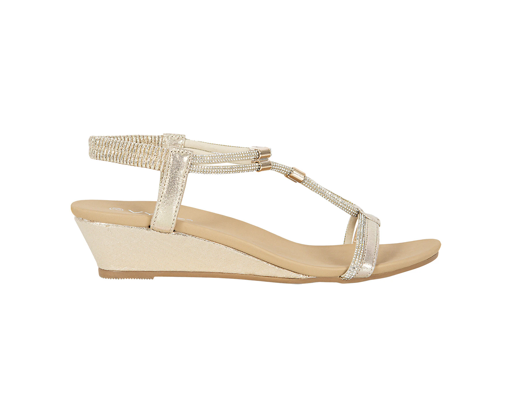 Precious Vybe Wedge Heel Strappy Sandal Women's - Gold