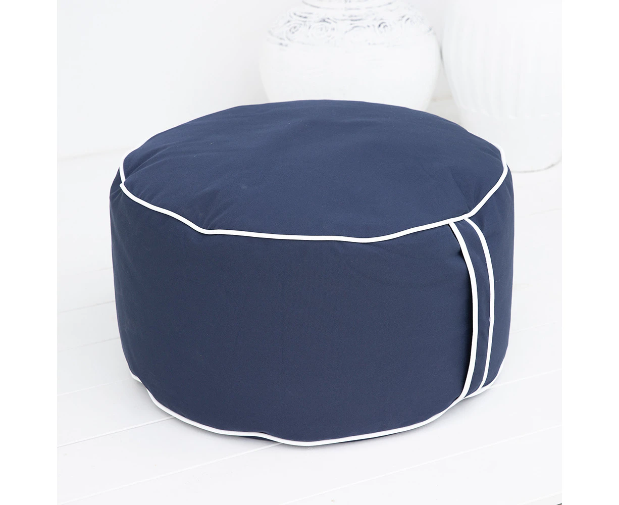 Outdoor Ottoman| Poolside Furniture | Olefin Fabric - Waterproof | Side Table or Footrest | Medium |Navy