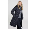 Mountain Warehouse Ladies Long Padded Jacket Water Resistant Winter Womens Coat - Black