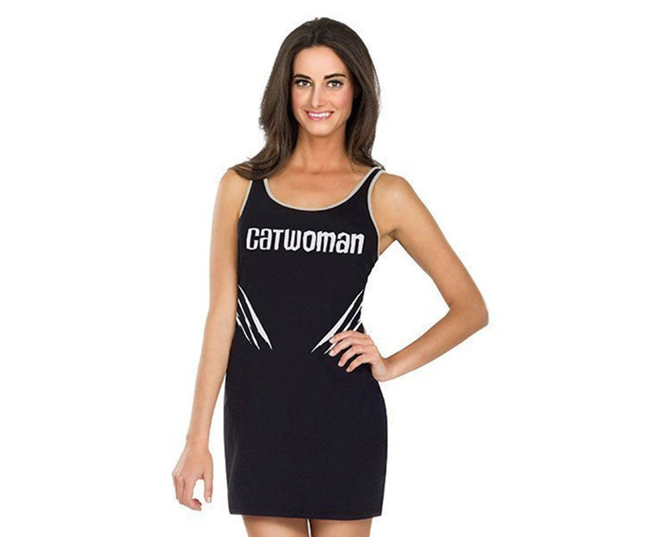 DC Comics Women's Large Catwoman Tank Dress Costume - Black/White