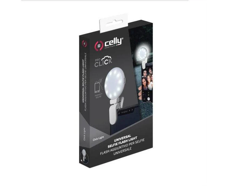 Celly Click Universal Phone Accessory Clip On Selfie Light w/ 3 Tones White