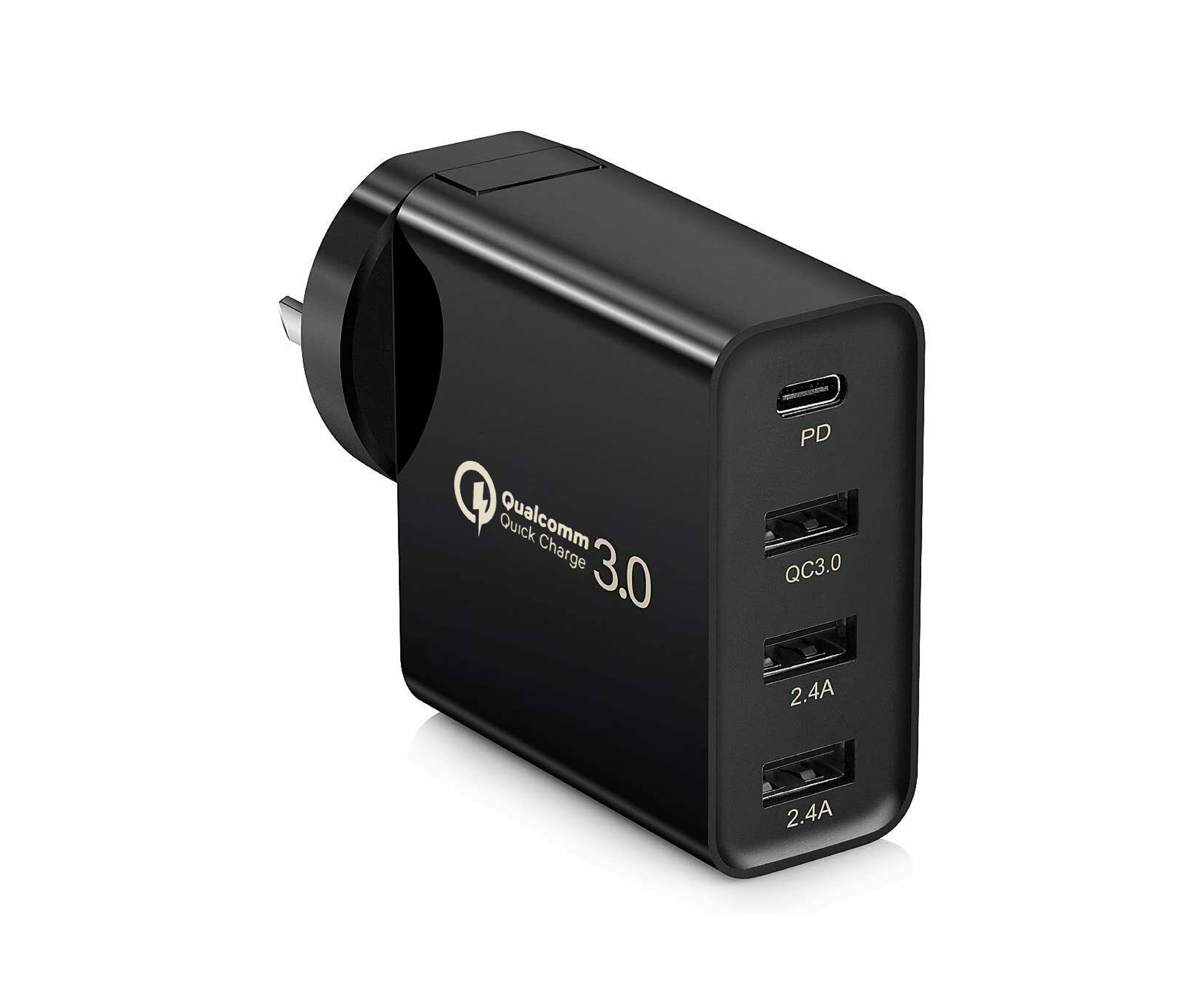 48W 4-Port Qualcomm Charger Quick Charge 3.0 (30W PD USB-C))