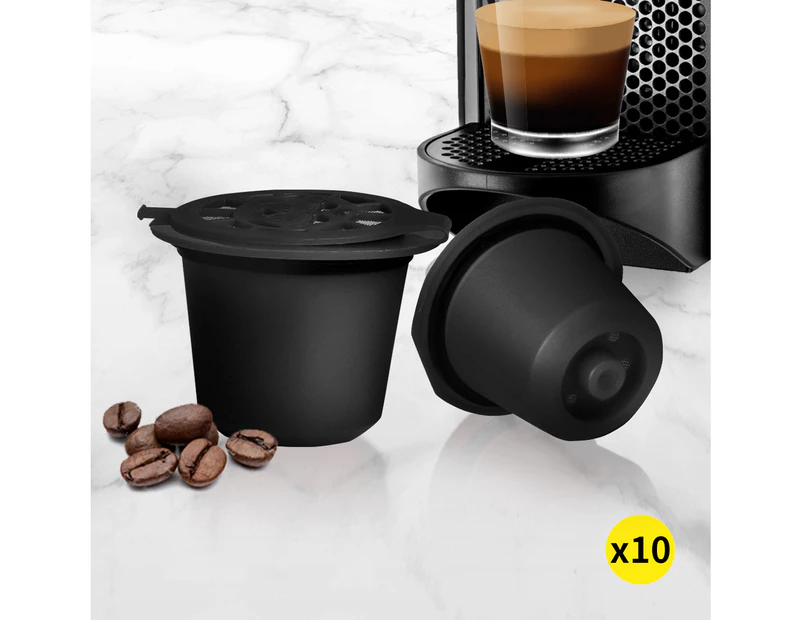 10x Refillable Reusable Coffee Filter Capsules Pods Pod For Nespresso Black