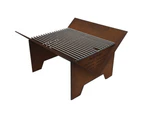 Smart Wood/Charcoal BBQ Fire Pit In Rusted Finish With Carry Bag