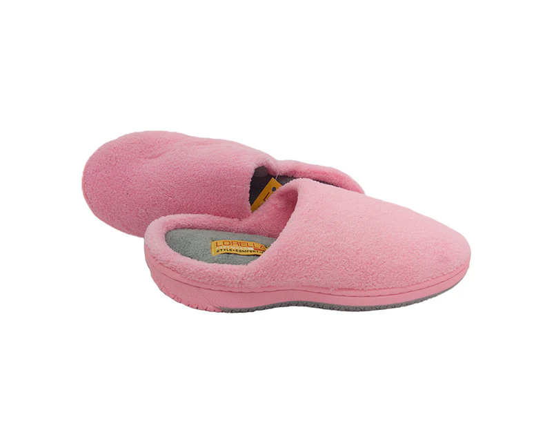 Ladies Slippers Lorella Huggs Slide Scuff Soft Cushioned Solid Sole - Pink