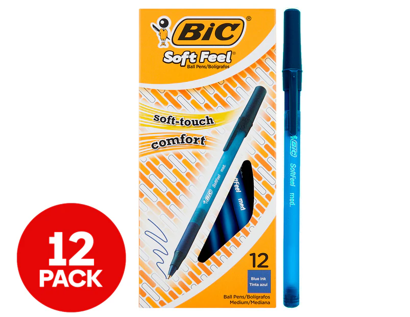 BiC Soft Feel Ballpoint Pens 12-Pack - Blue