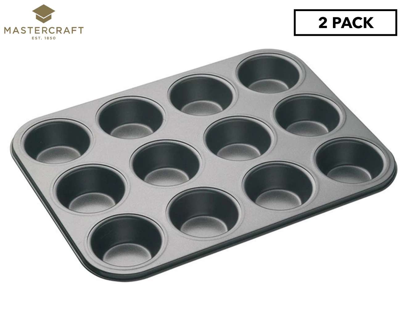 2 x MasterCraft 12-Cup Non-Stick Mini Muffin Tray