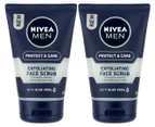 2 x Nivea Men Protect & Care Exfoliating Facial Scrub Originals 125mL