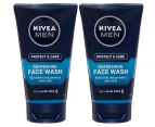 2 x Nivea Men Protect & Care Refreshing Face Wash 150mL