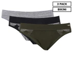 XOXO Women's Seamless Hipster Bikini Briefs 3-Pack - Green/Heather Grey/Black