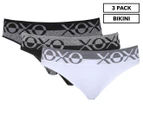 XOXO Women's Seamless Bikini Briefs 3-Pack - Medium Grey Heather/Black/White