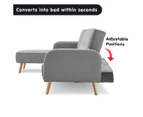Sarantino 3-Seater Wooden Corner Bed Lounge Chaise Sofa - Light Grey