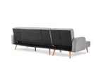 Sarantino 3-Seater Wooden Corner Bed Lounge Chaise Sofa - Light Grey