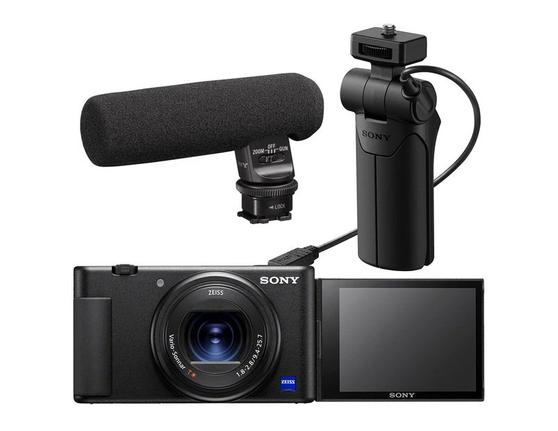 Sony ZV-1 Digital Camera Vlogging Kit with GPVPT1 and ECM-GZ1M Zoom Mic - Black