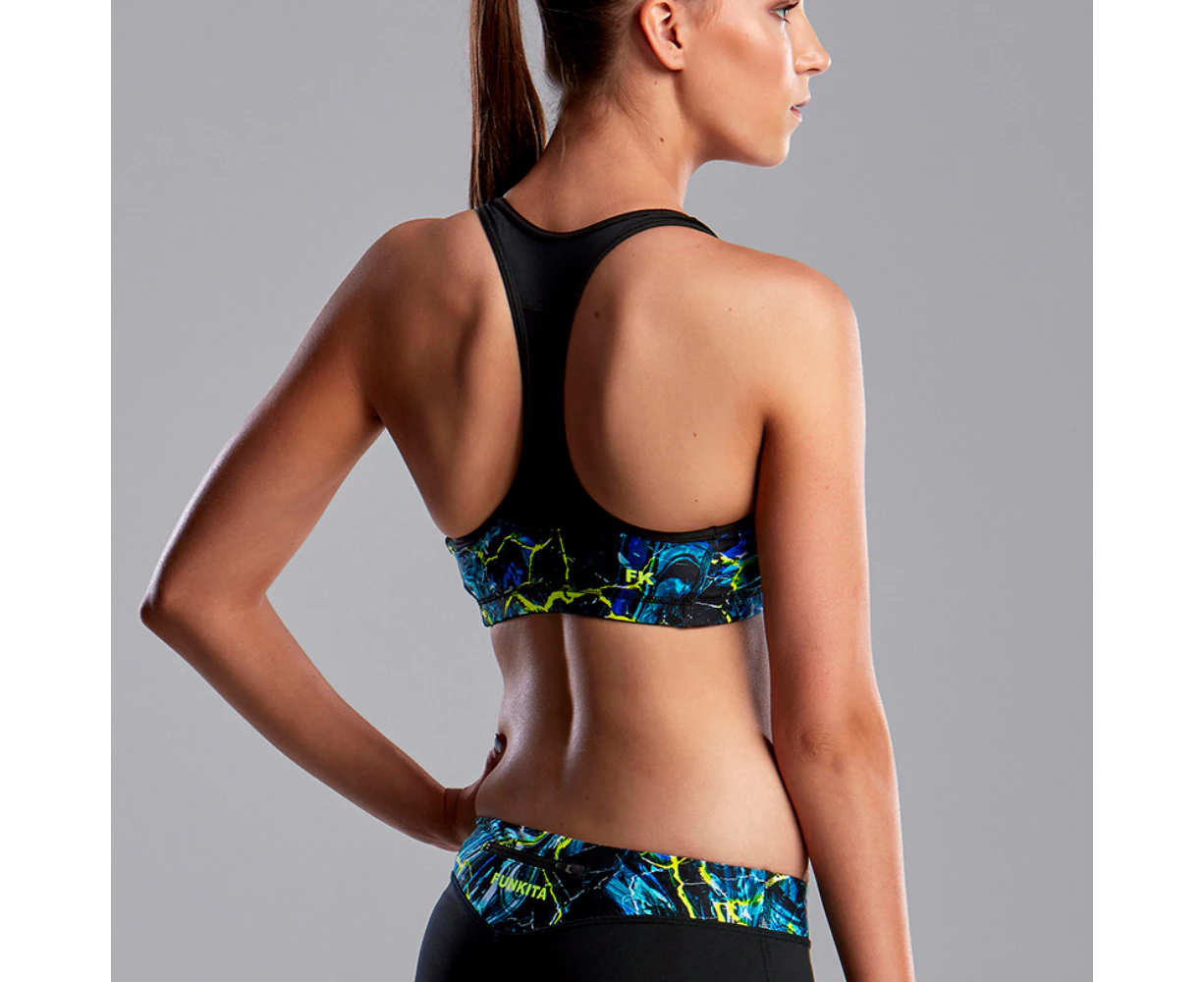 Funkita Ladies Midnight Marble Racerback Crop Top - Multi