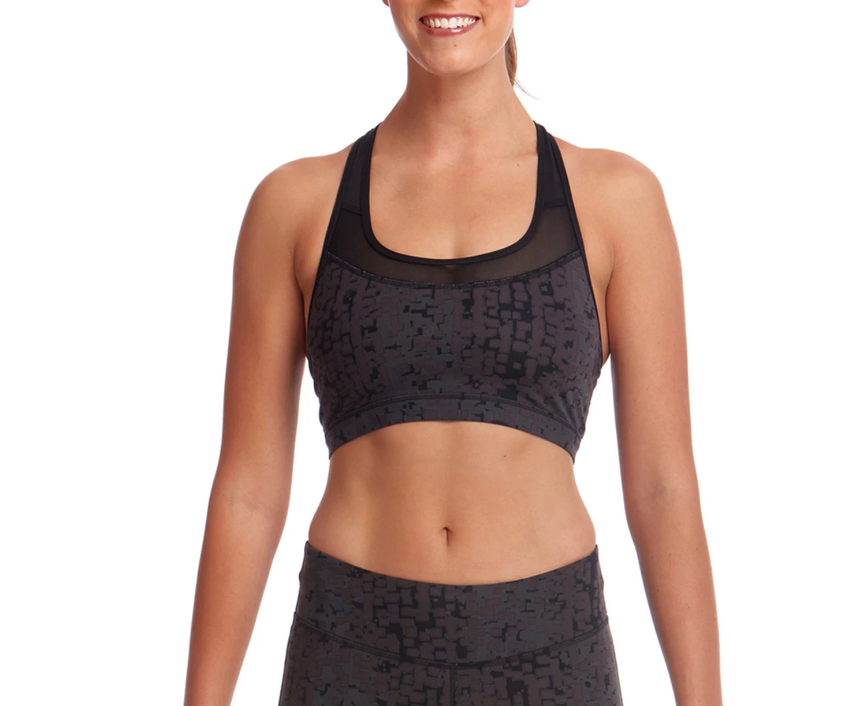 Funkita Ladies Snake Skin Racerback Crop Top - Black