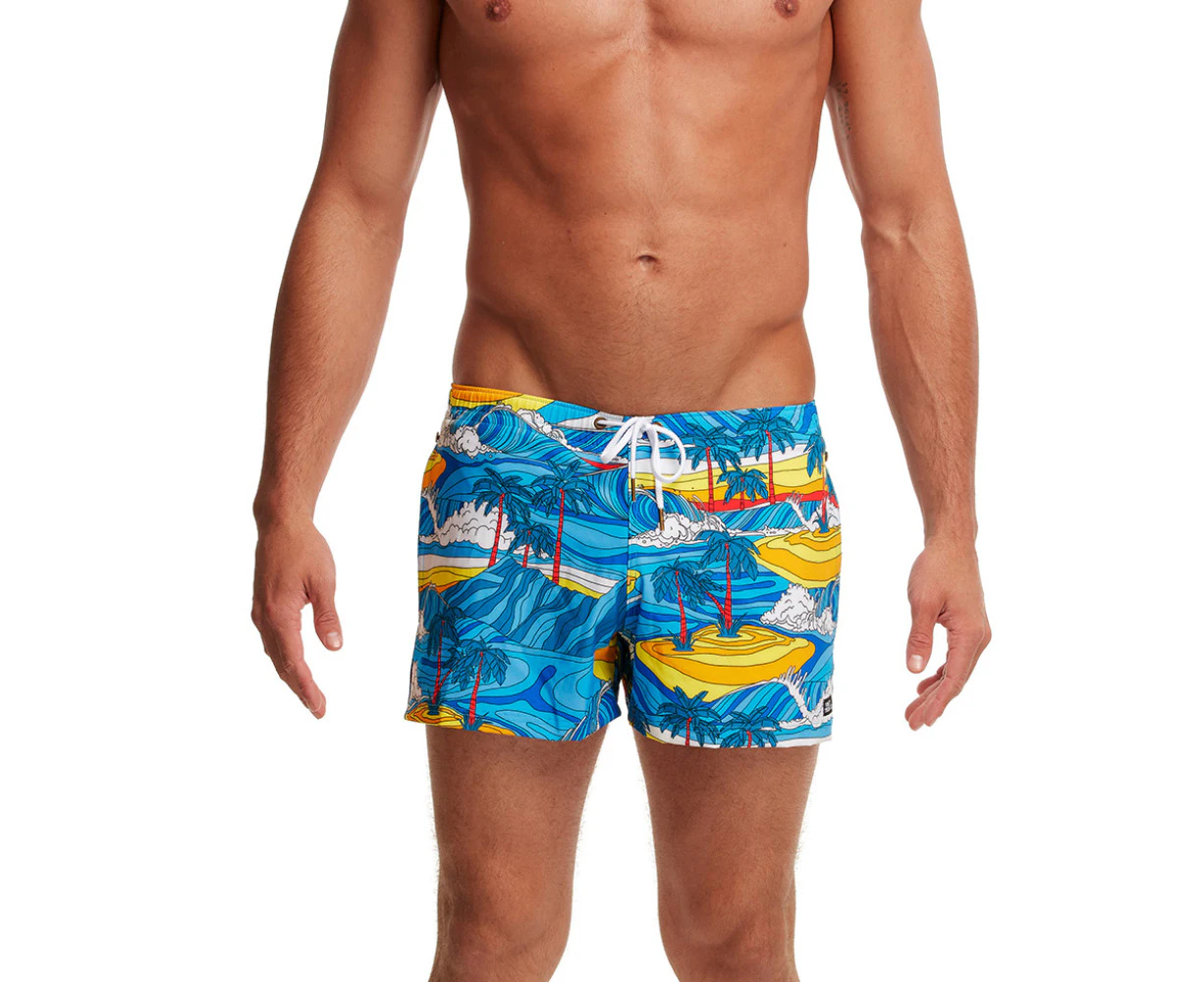 Funky Trunks Men's Beach Bum Shorty Shorts - Blue - Blue