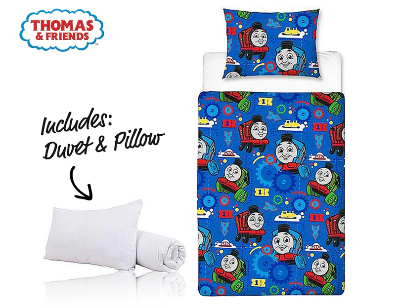 Thomas & Friends Toddler Bed Duvet/Quilt & Cover Bedding Set - Blue