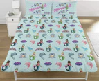 Emoji Unicorn & Mermaids Double Bed Reversible Quilt Cover Set - Pink/Multi