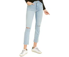 Hudson Jeans Women's  Barbara Worn Strangers High-Rise Crop Straight Leg Jean