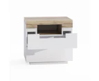 Coastal White Wooden Bedside Table with Drawers