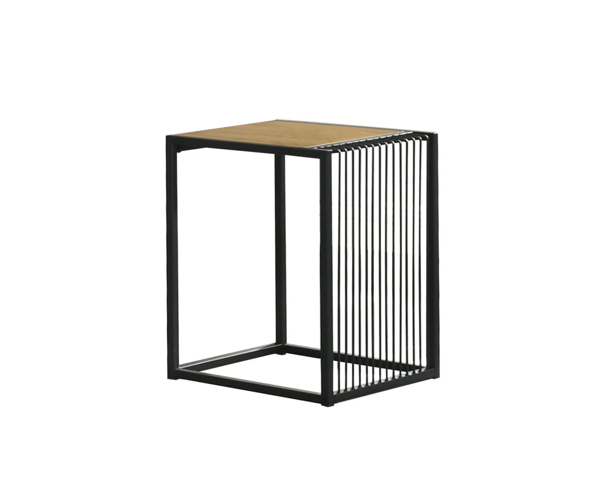 Maha Side Table Living Room Industrial Side End - Maple and Black