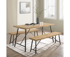 Owen 6 Seater 1.6m Dining Table Set with 2 Benches - Maple