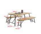 Owen 6 Seater 1.6m Dining Table Set with 2 Benches - Maple