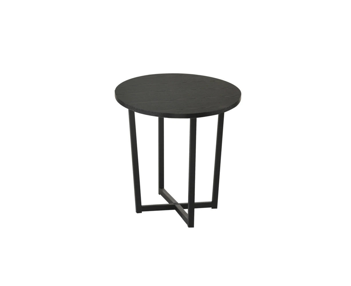 Orva Round Side Table Black Living Room Side End- China Ash Veneer - Black