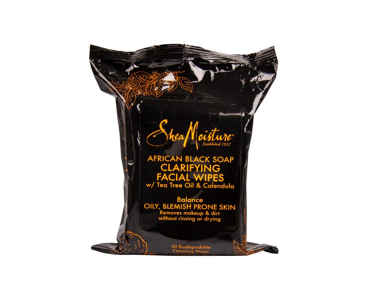 Shea Moisture African Black Soap Clarifying Facial Wipes 30 pieces