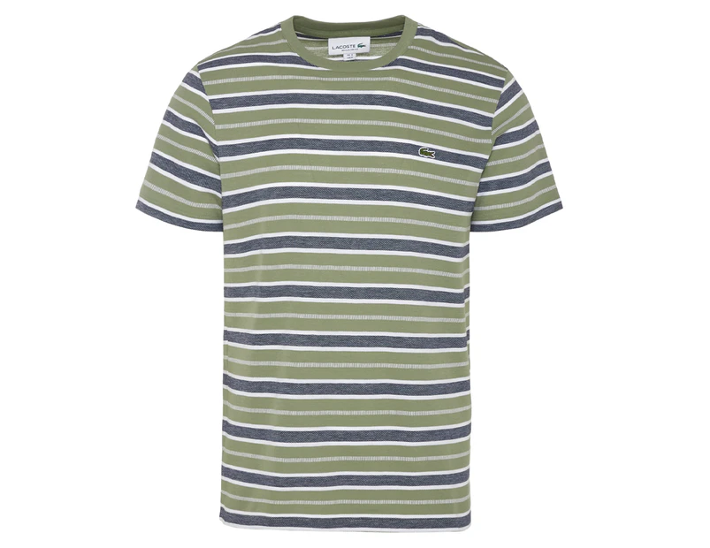 Lacoste Men's Classic Stripe Tee / T-Shirt / Tshirt - Thyme/White