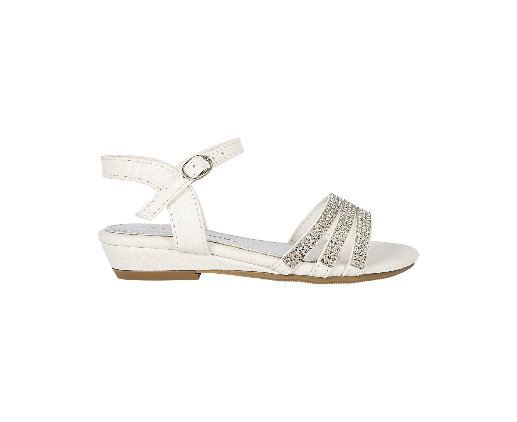 Everly Vybe Junior Low Wedge Strappy Sandal Girl's - White