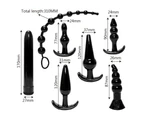 7PCS Black Anal Trainer Butt Plug Set Anal Beads Bullet Vibrator *
