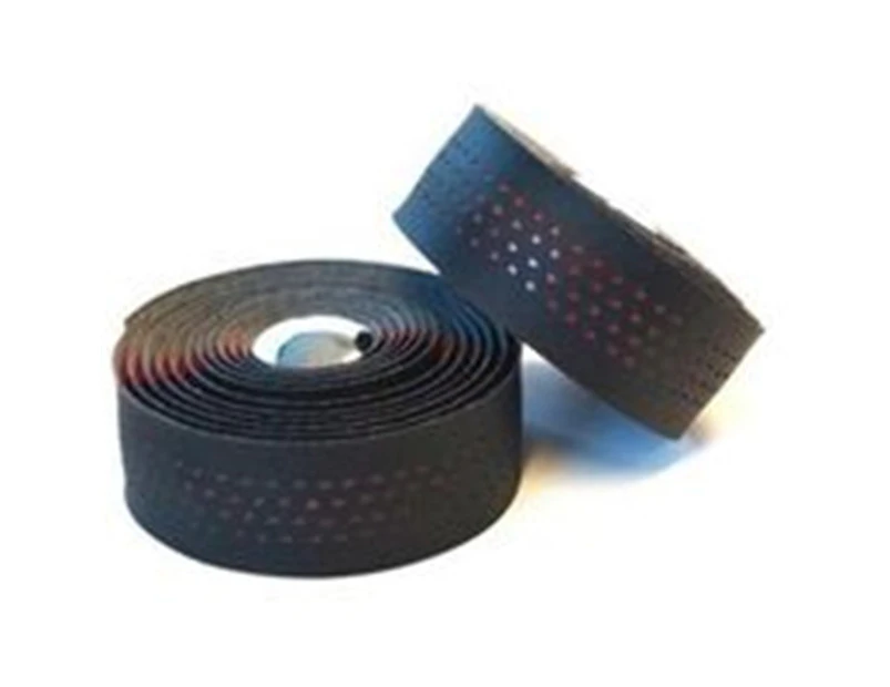 BP GENERAL-Handlebar Cushion Tape, Black Microfibre + RED , w Plugs(8697A)