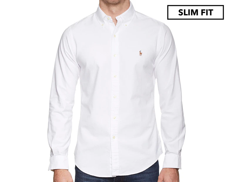 Polo Ralph Lauren Men's Long Sleeve Oxford Slim Fit Shirt - White