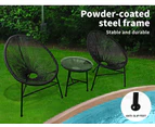 3Pcs Outdoor Furniture Set Garden Patio Chair Table Wicker Setting Chairs Bench