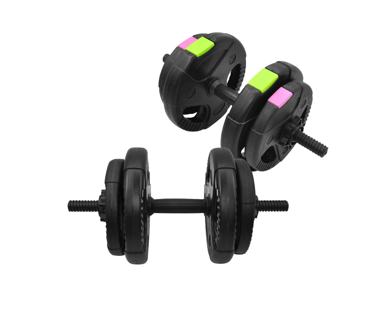 17kg Dumbell Set - 45cm Dumbell Bar x2 - Dual Grip Ez Handle PVC Coated Home Gym Barbell Plates - 1.25kg x 4&2.5kg x 4